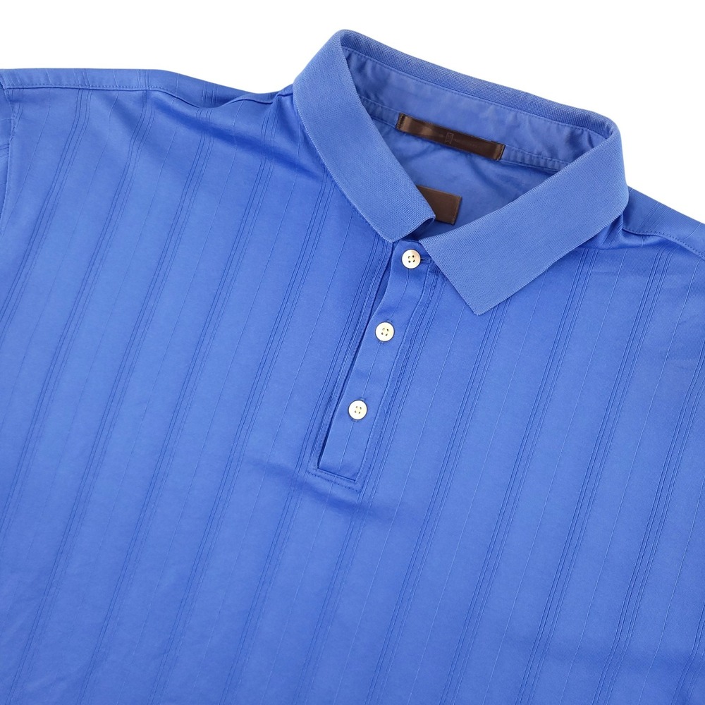 Nike Tiger Woods NikeFITDRY Polo Shirt Mens 2XL Blue Stripe Golf Performance Top
